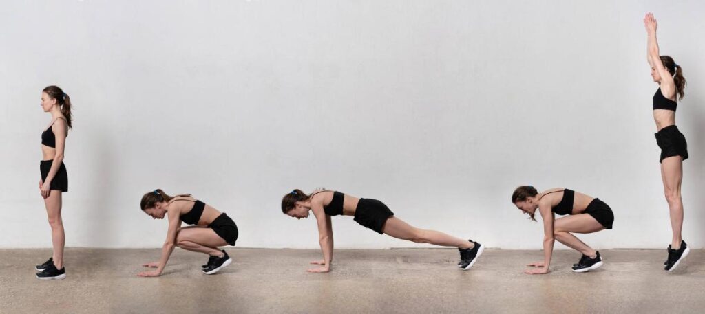 Burpees de alta intensidad para rutina espartana en casa
